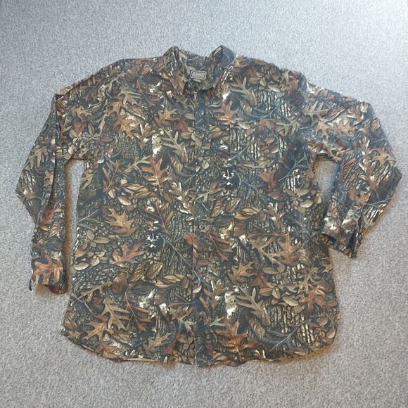 C.E Schmidt Workwear Leaf Camo Button Down Shirt Mens XLT Hunting Outdoors - Picture 1 of 15
